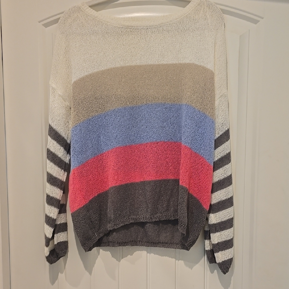Pink Lily Colorful Striped Women's Sweater